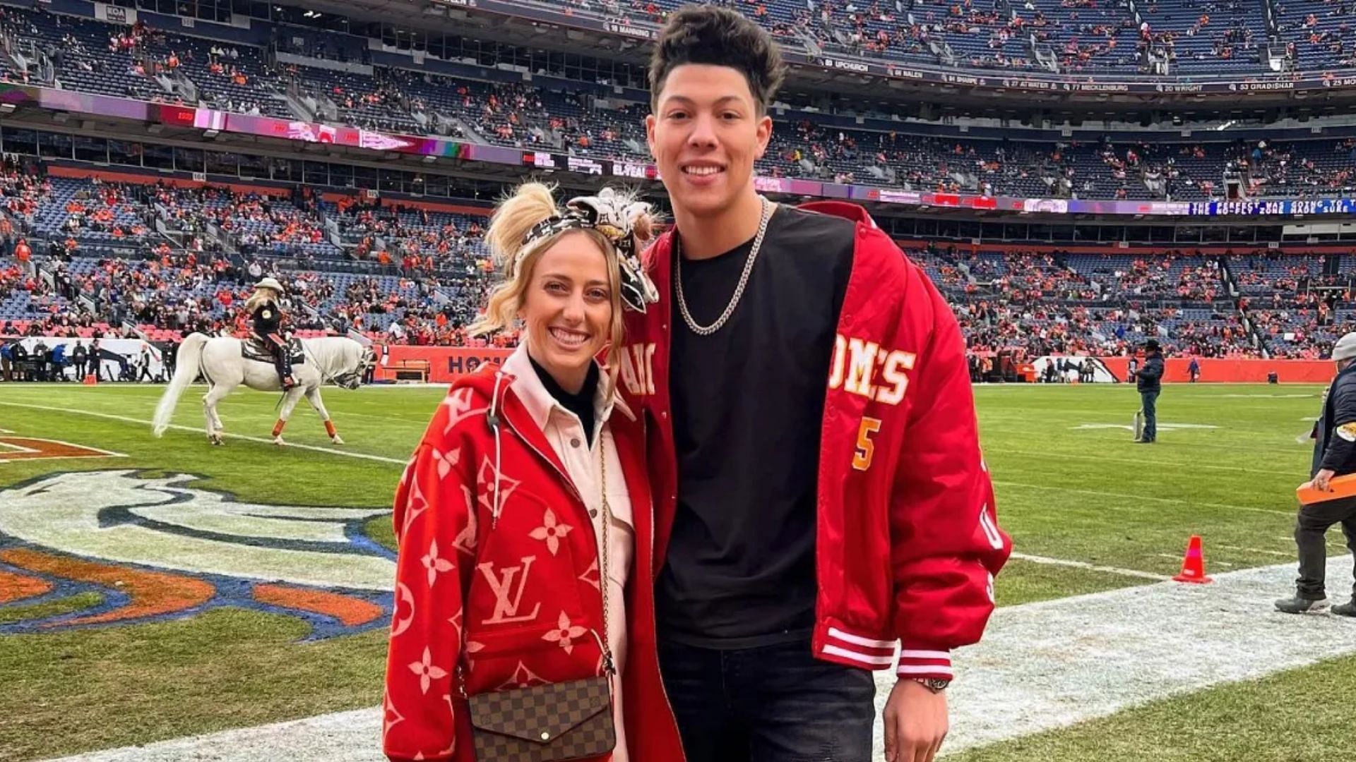 Jackson and Brittany Mahomes at Empower Field at Mile High. (Image credit: Jackson Mahomes on Instagram)