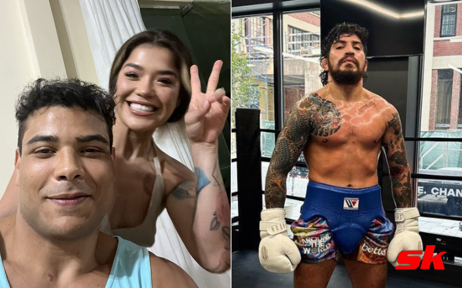 Paulo Costa with Tracy Cortez (left - via @borrachinha), Dillon Danis (right - via @dillondanis)