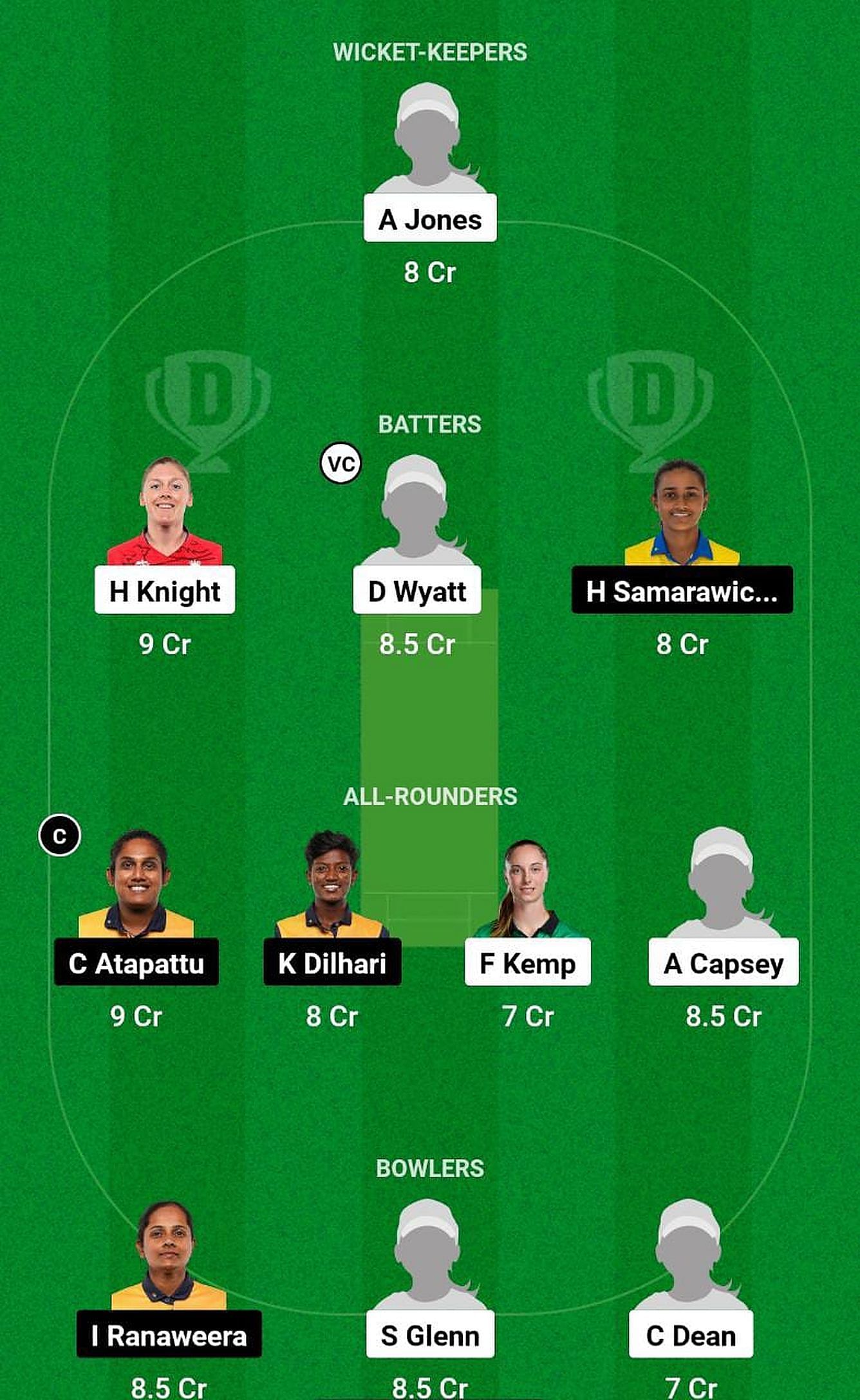 EN-W vs SL-W Fantasy Suggestion Team 1