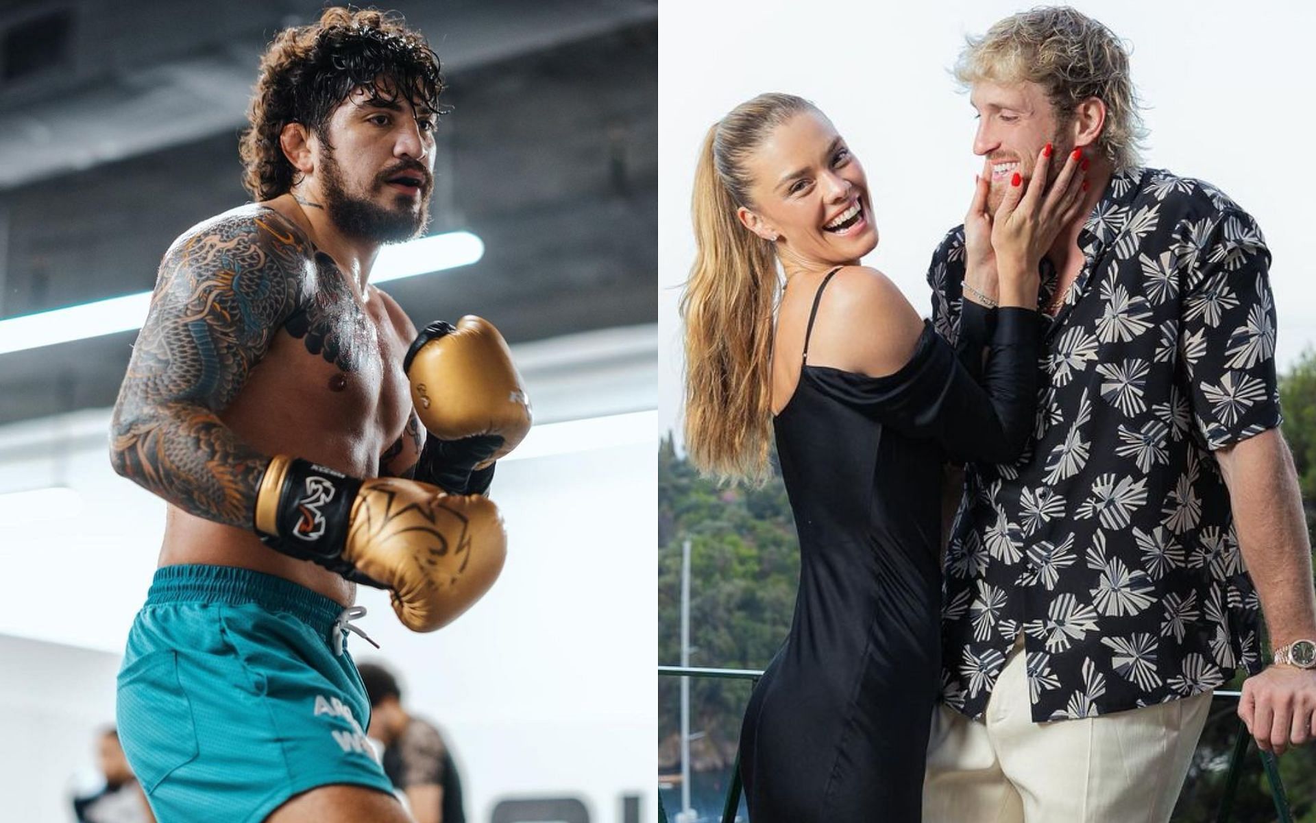 Dillon Danis (Left); Nina Agdal and Logan Paul (Right) [*Image courtesy: @dillondanis and @loganpaul Instagram]