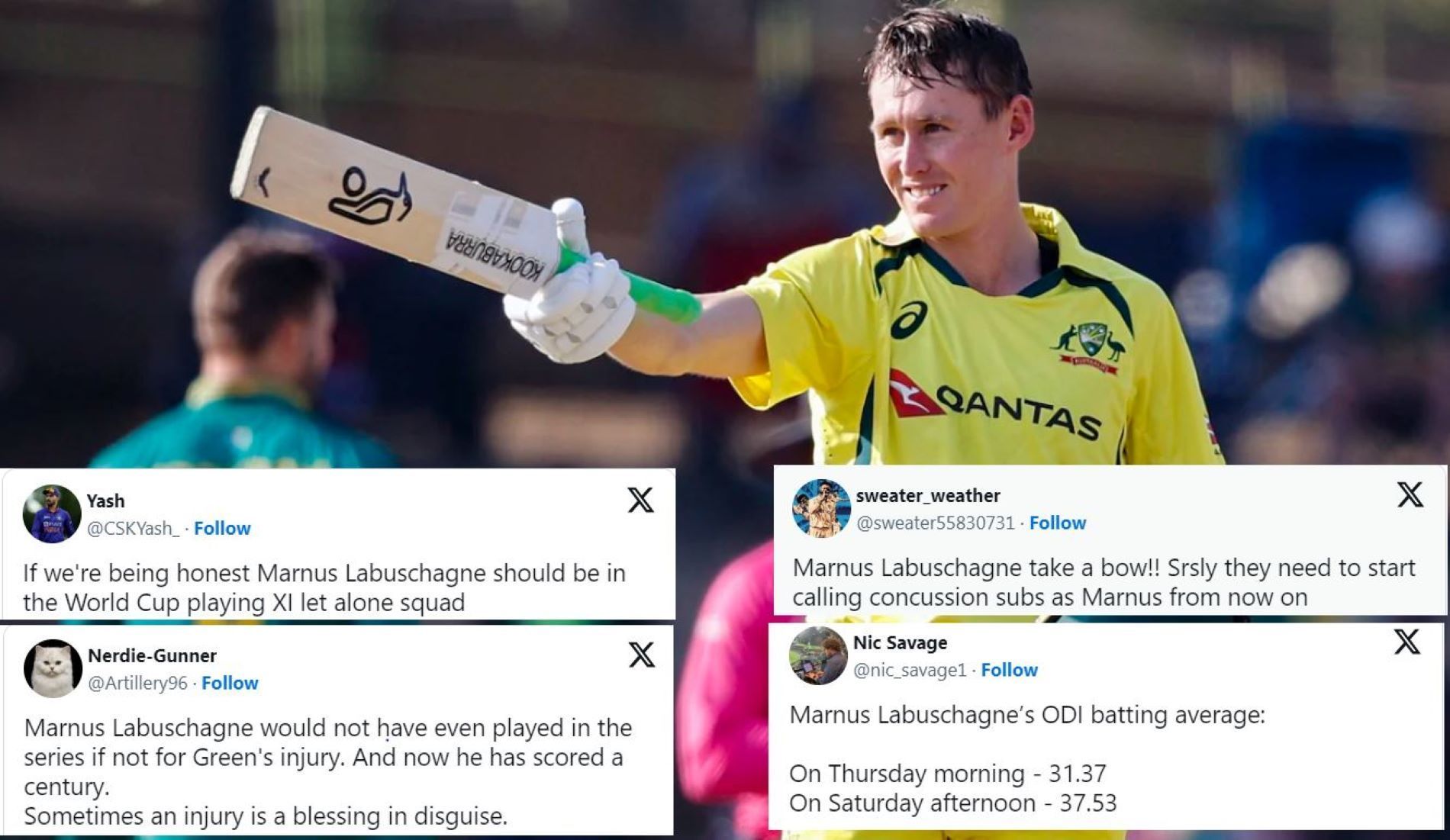 "Sometimes an injury is a blessing in disguise" - Fans hail Marnus Labuschagne for another masterful knock of 124 in 2nd ODI against South Africa