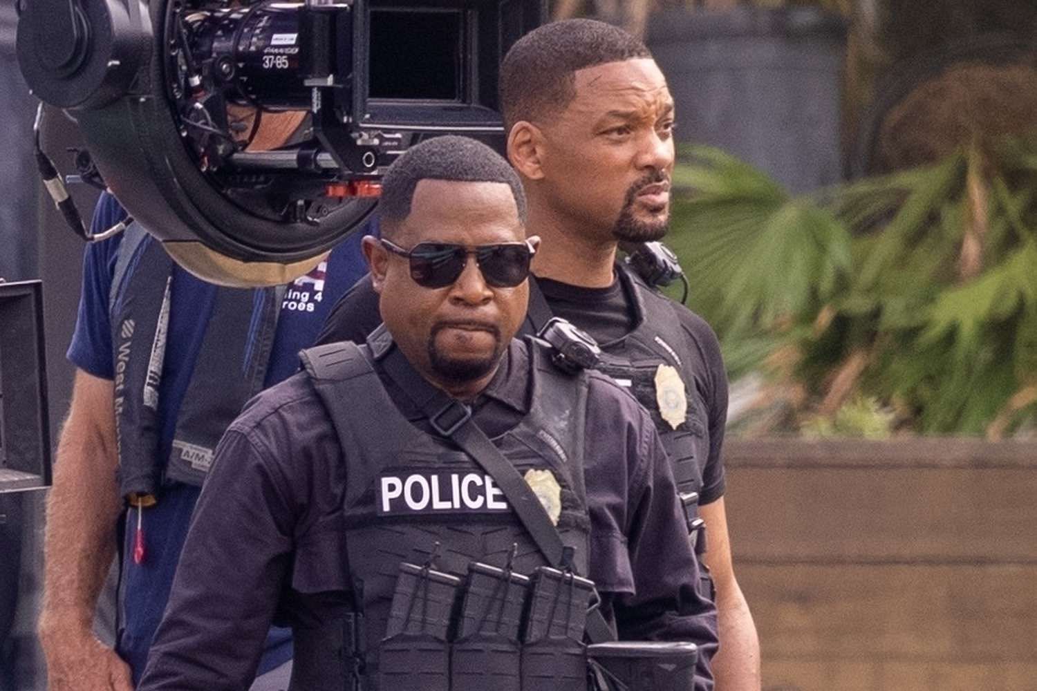 Martin Lawrence and Will Smith filming for the film. (Photo via Backgrid)