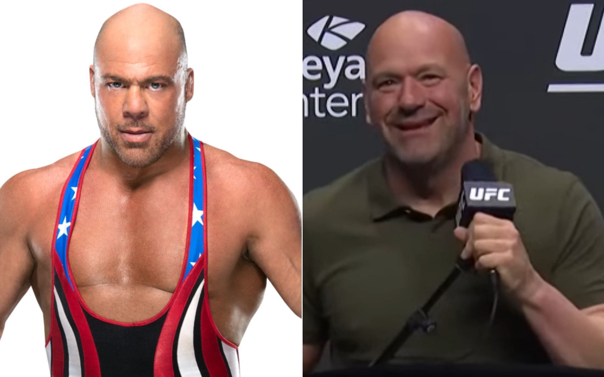 Kurt Angle [Left], and Dana White [Right] [Photo credit: wwe.com and UFC - Ultimate Fighting Championship - YouTube]