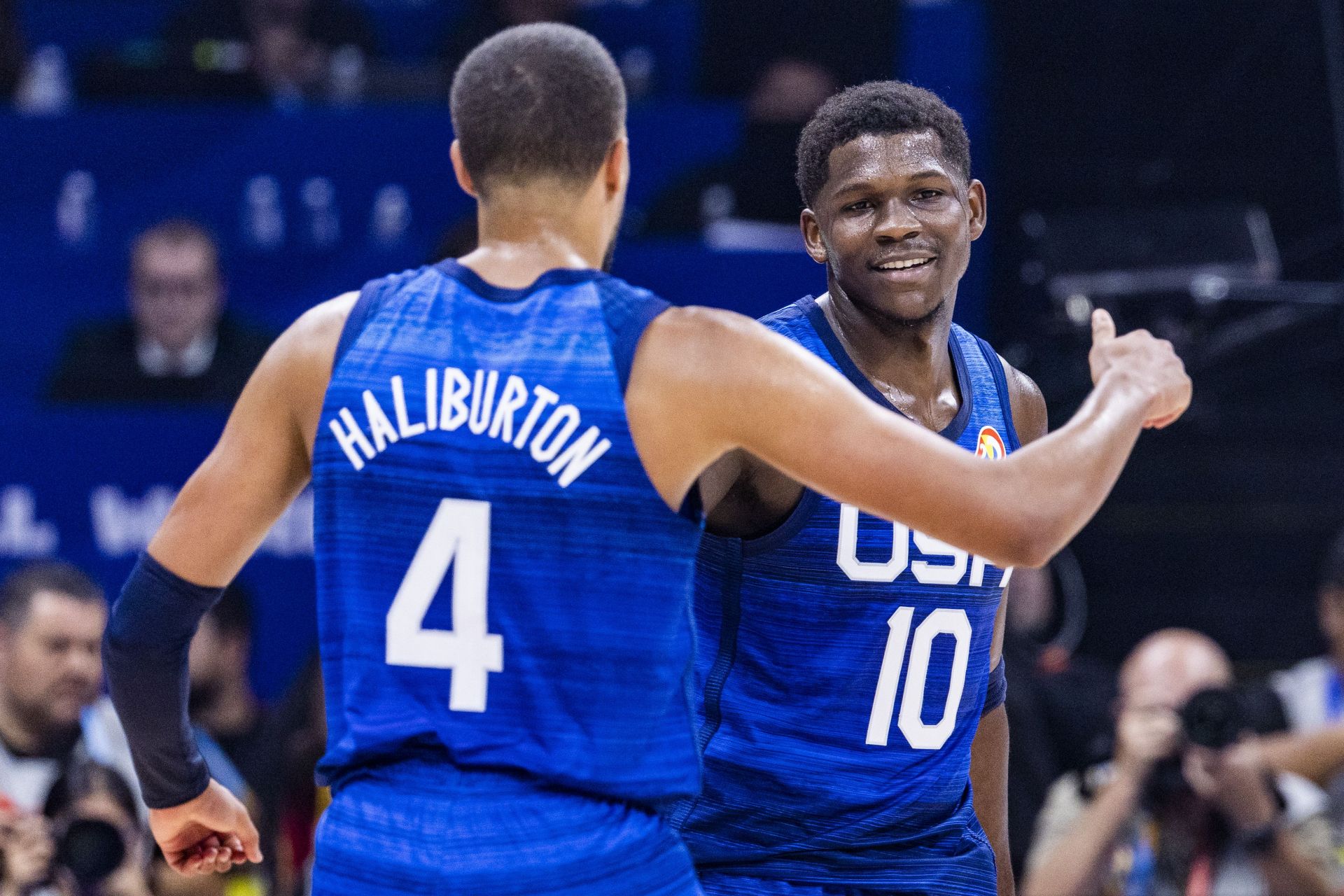 USA stars Tyrese Haliburton and Anthony Edwards against Italy in the FIBA World Cup 2023 quarterfinals