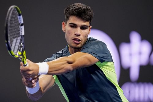 Carlos Alcaraz in action at the China Open