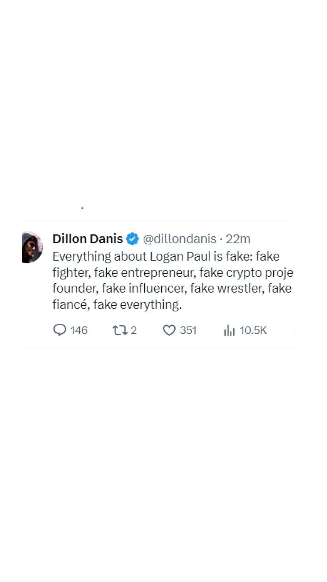 Dillon Danis&#039;s now-deleted tweet