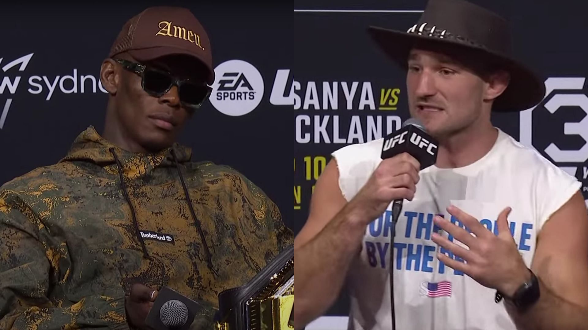 Israel Adesanya (left), Sean Strickland (right) [Images courtesy of @UFC on YouTube]