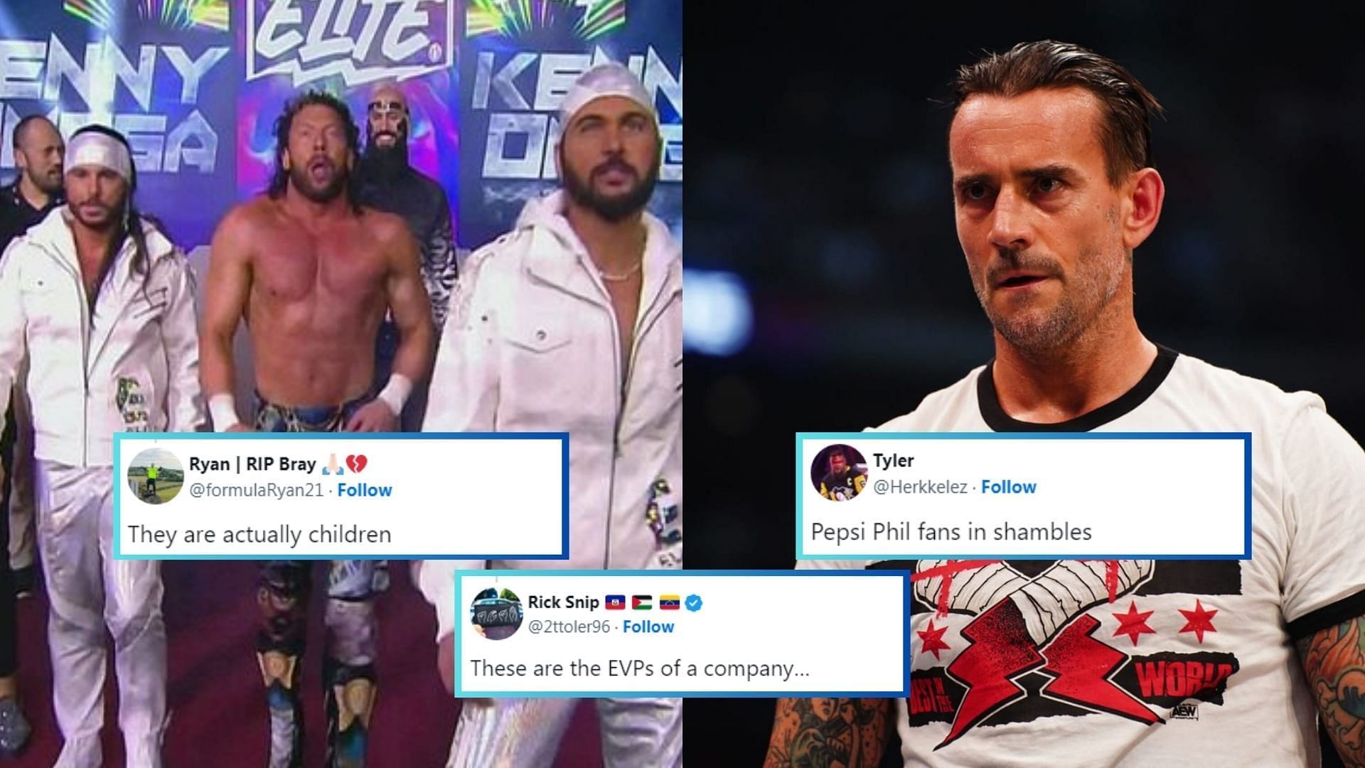 The Elite (left) and CM Punk (right).