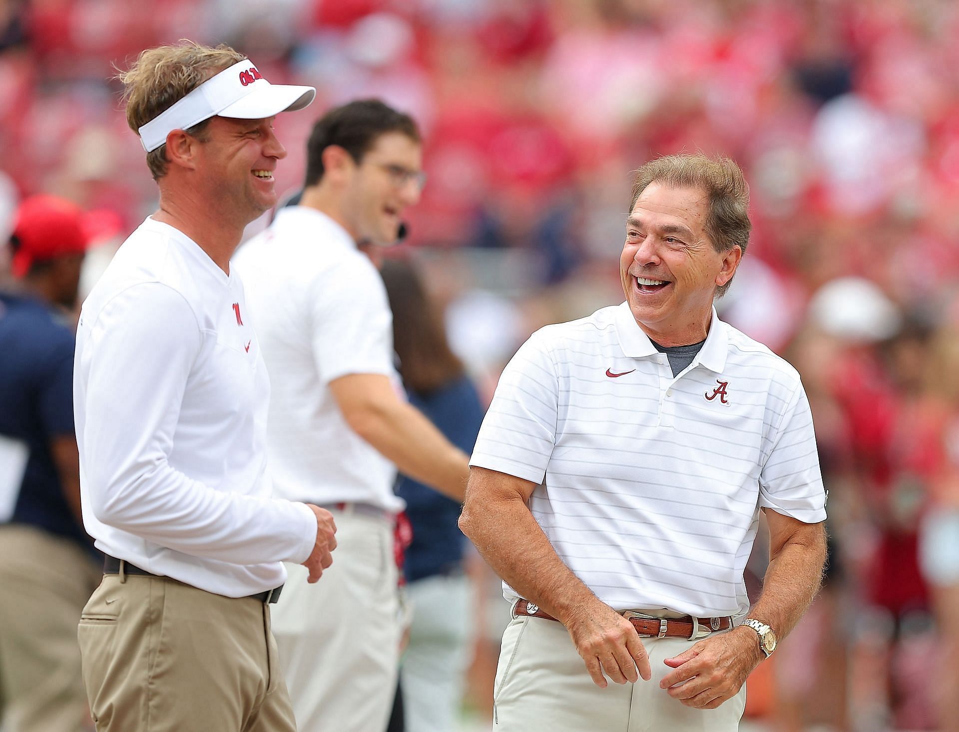 Ole Miss coach Lane Kiffin and Nick Saban 