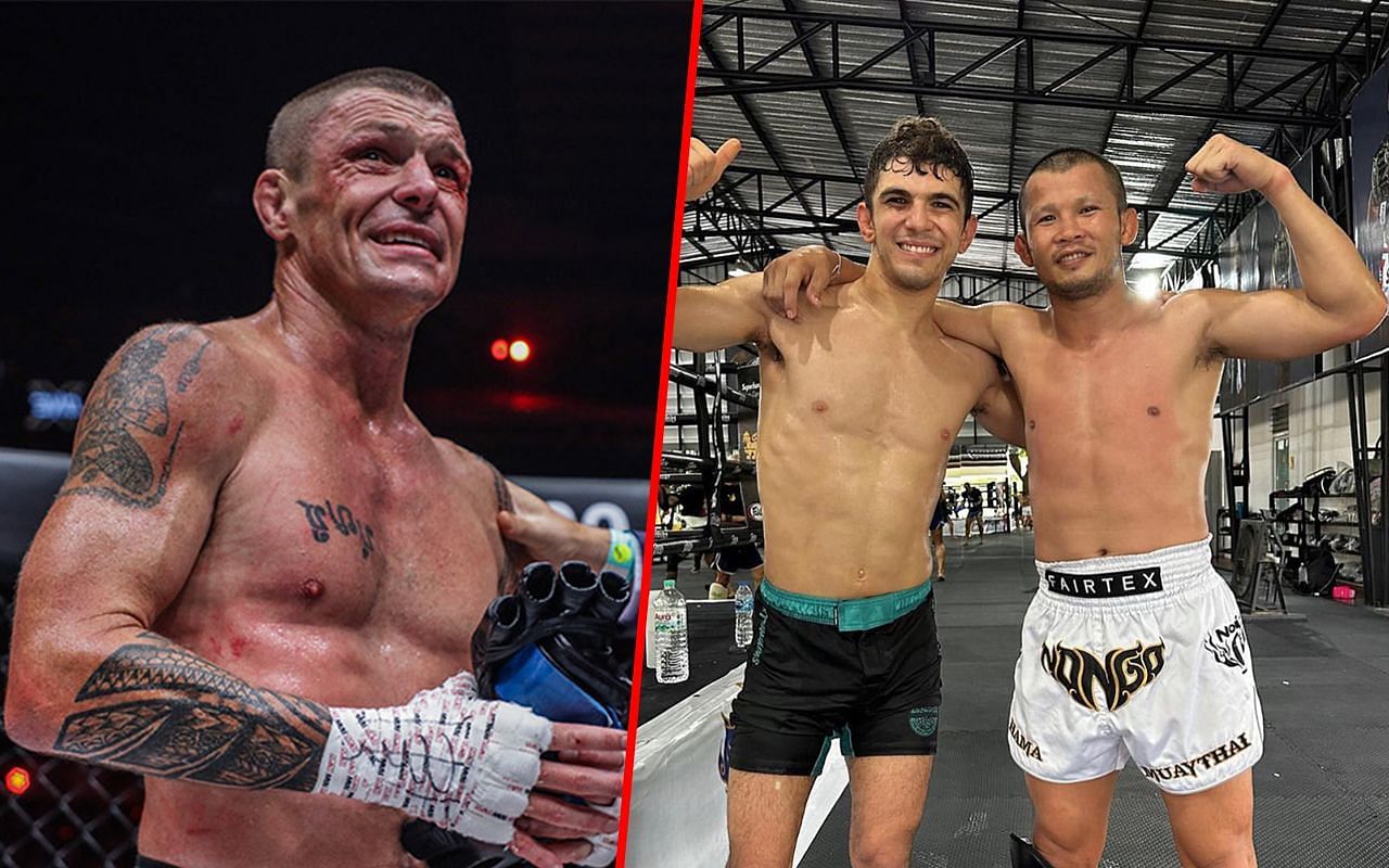 John Wayne Parr (left) and Mikey Musumeci and Nong-O Hama (left)