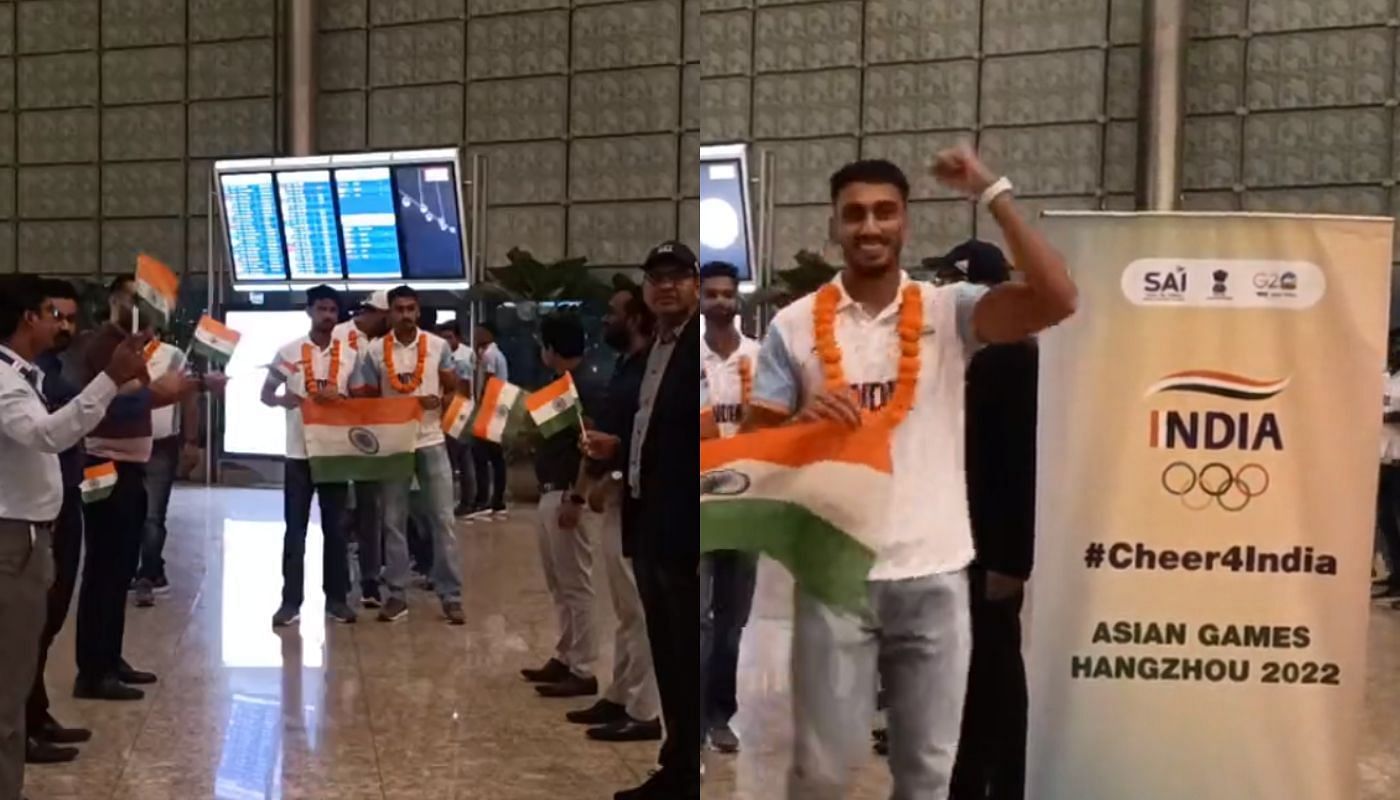 First batch of Indian athletes leaving for Asian Games 2023 (Image via DD India Live)