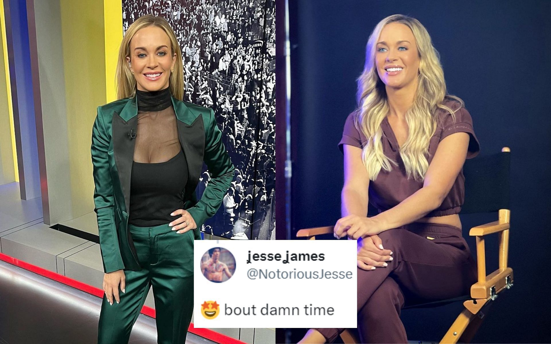 UFC analyst and commentator Laura Sanko (Left and Right) [*Image courtesy: @laura_sanko Instagram]