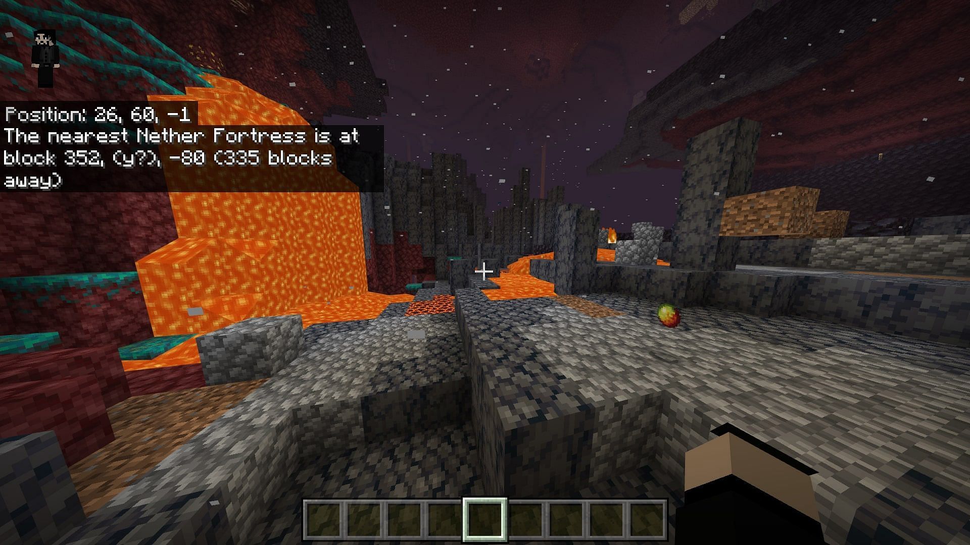 Locate command used to find the nearest structure in the nether (Image via Mojang)