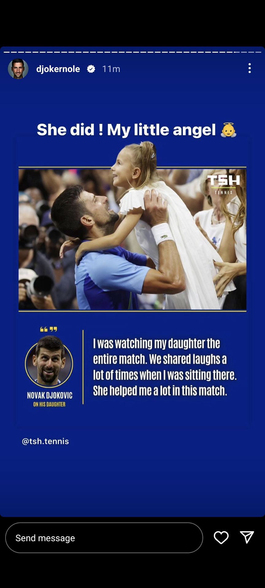 Screengrab from Novak Djokovic&#039;s Instagram