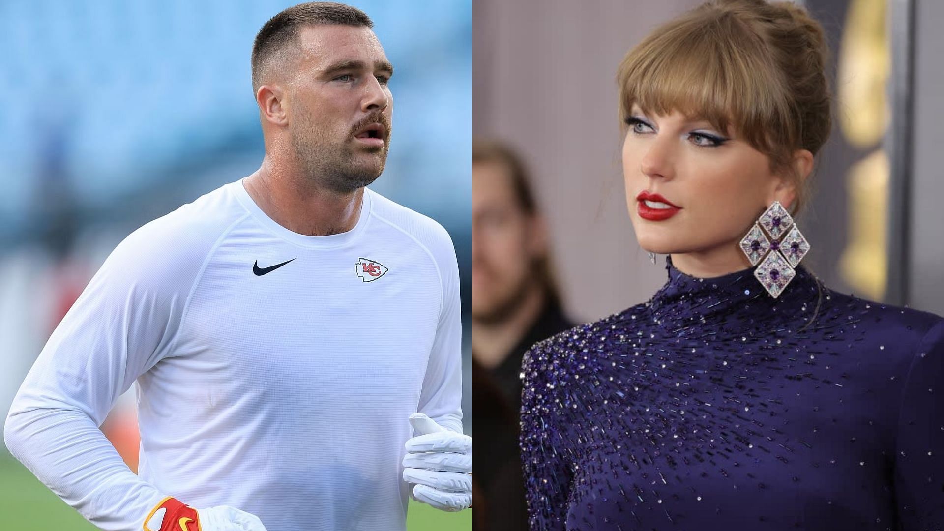 Kansas City Chiefs tight end Travis Kelce and multi-awarded musician Taylor Swift (Image credit: Matt Winkelmeyer/Getty Images)