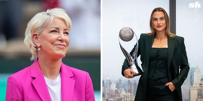 "Well deserved" - Chris Evert lauds Aryna Sabalenka for becoming new World No. 1 as she poses with American's namesake trophy