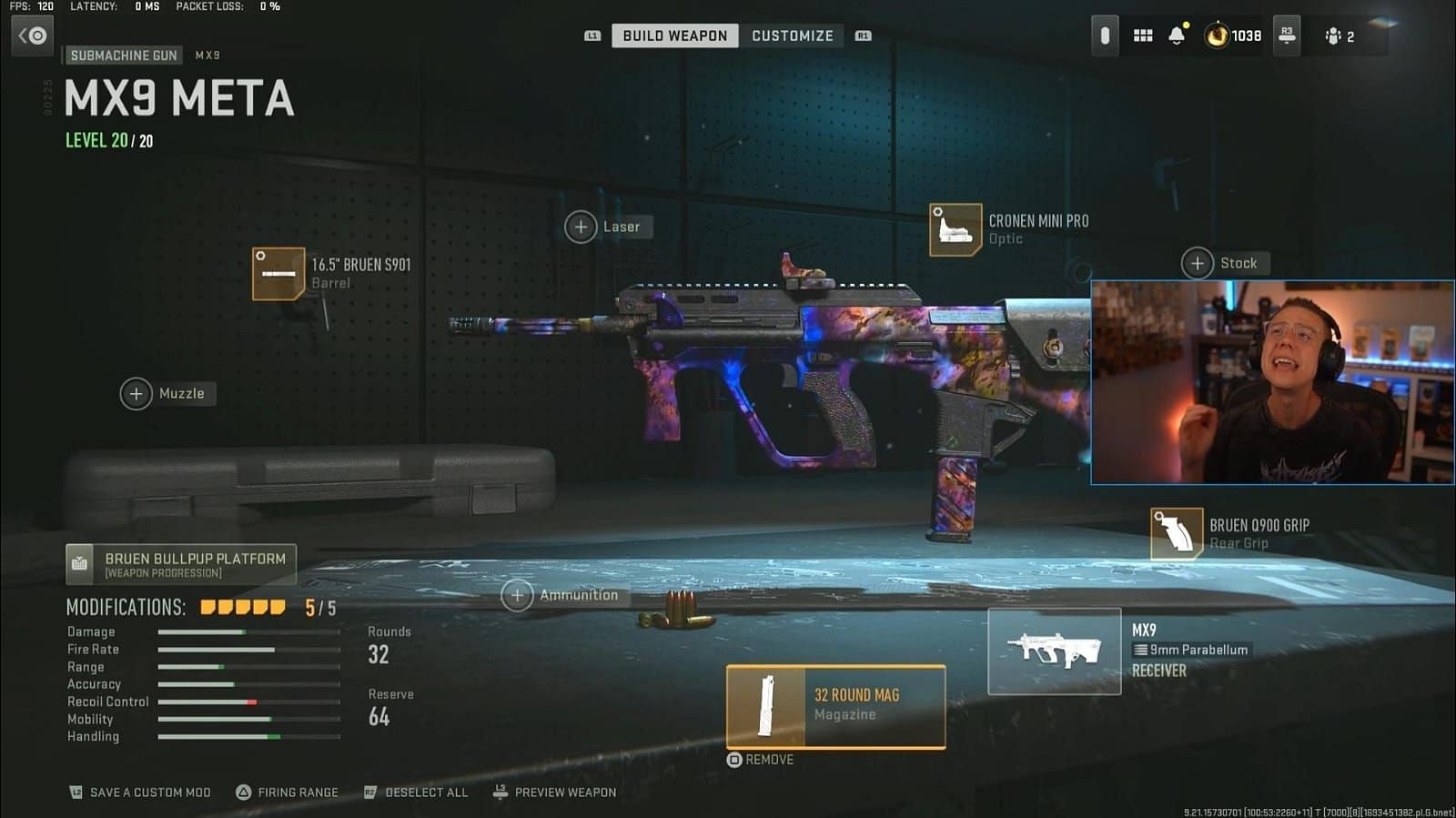 MX9 loadout in Warzone 2 (Image via YouTube/WhosImmortal)