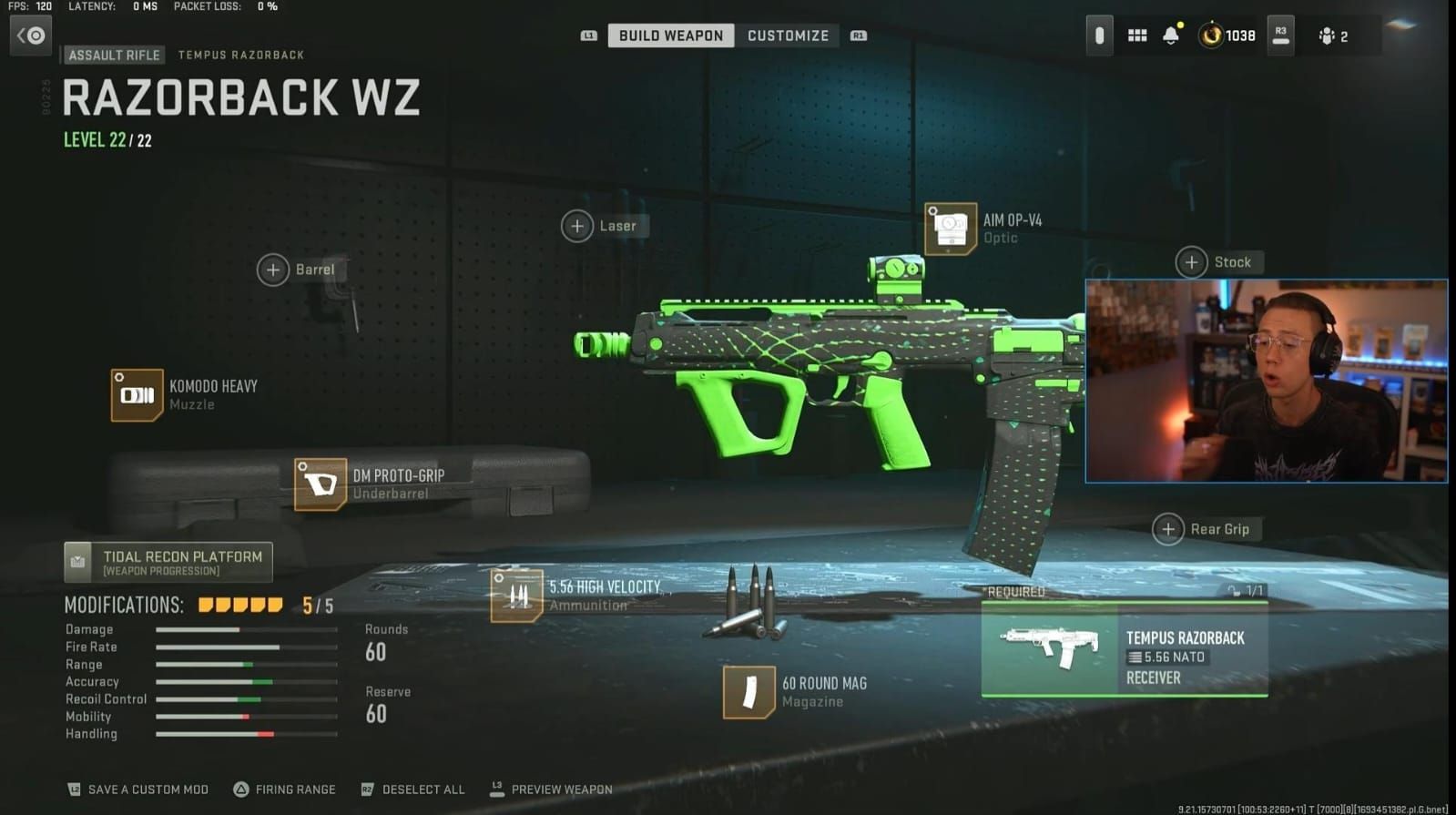 Tempus Razorback loadout in Warzone 2 (Image via YouTube/WhosImmortal)