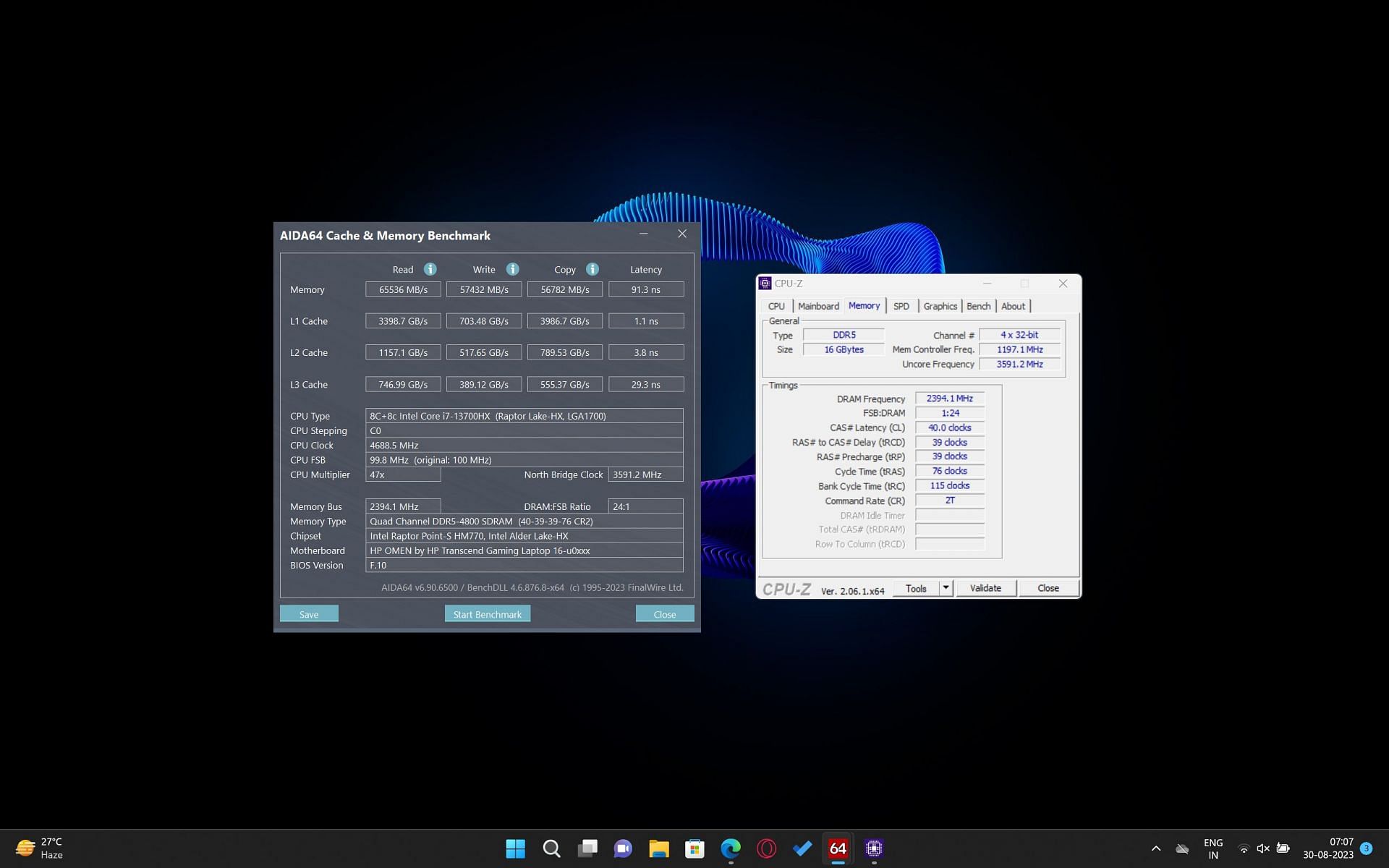 RAM benchmark results of the HP Omen Transcend 16 laptop (Image via Sportskeeda)