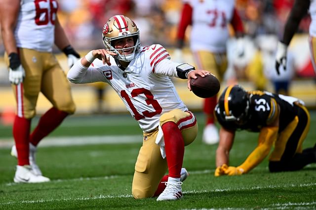 Brock Purdy while defeating the Pittsburgh Steelers