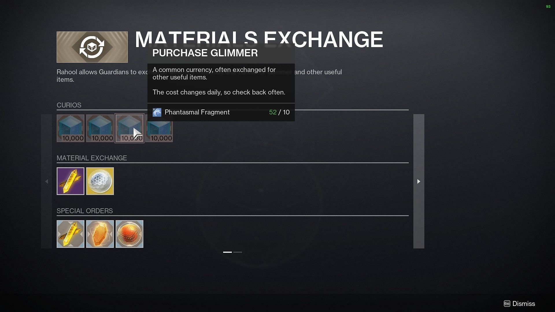 Material Exchange from Rahool (Image via Destiny 2)