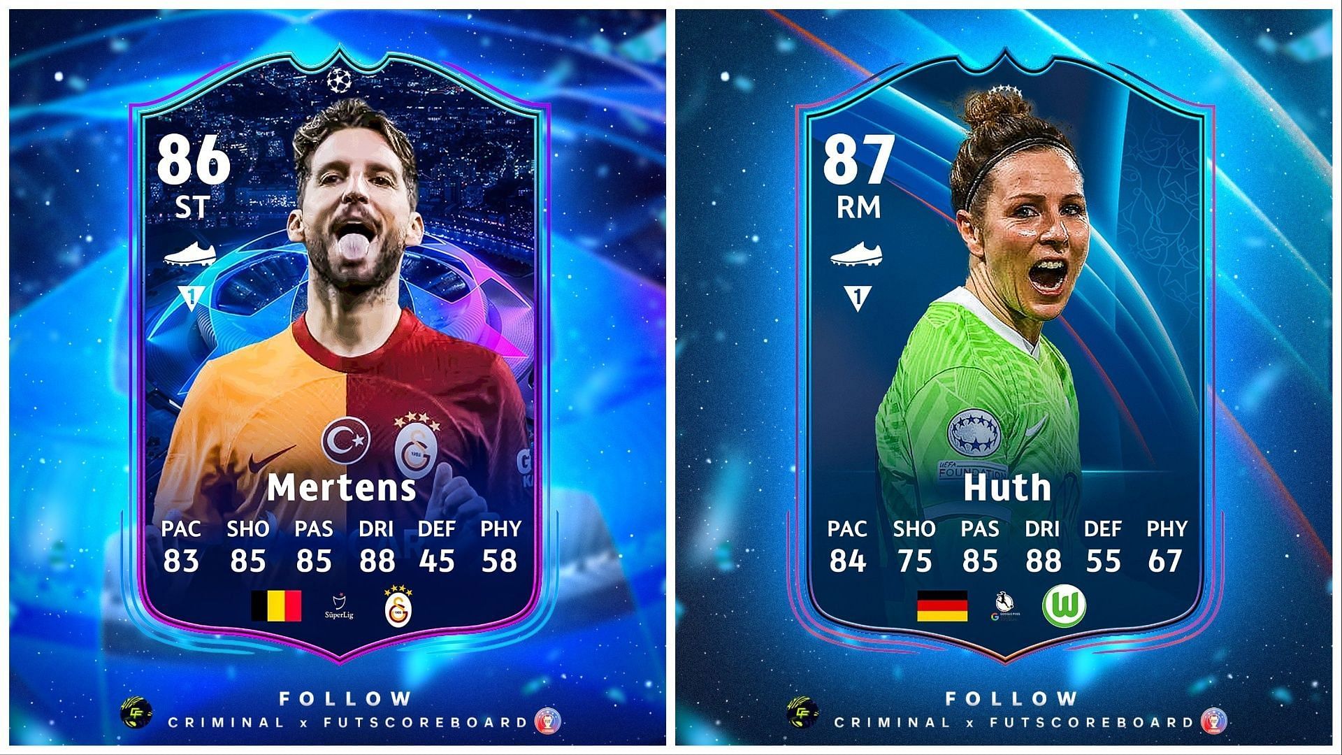 RTTK Mertens and Huth have been leaked (Images via Twitter/FUT Scoreboard)