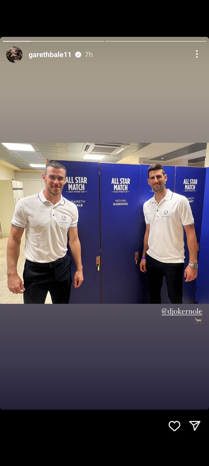 Gareth Bale poses for photo with Novak Djokovic