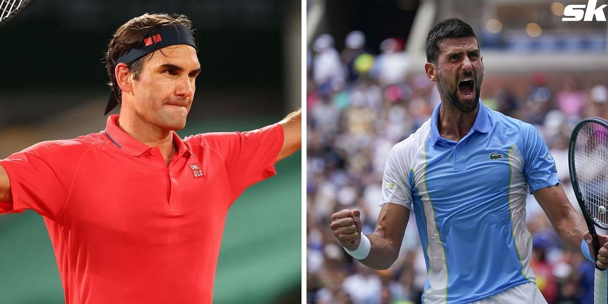 Roger Federer (L) and Novak Djokovic (R)