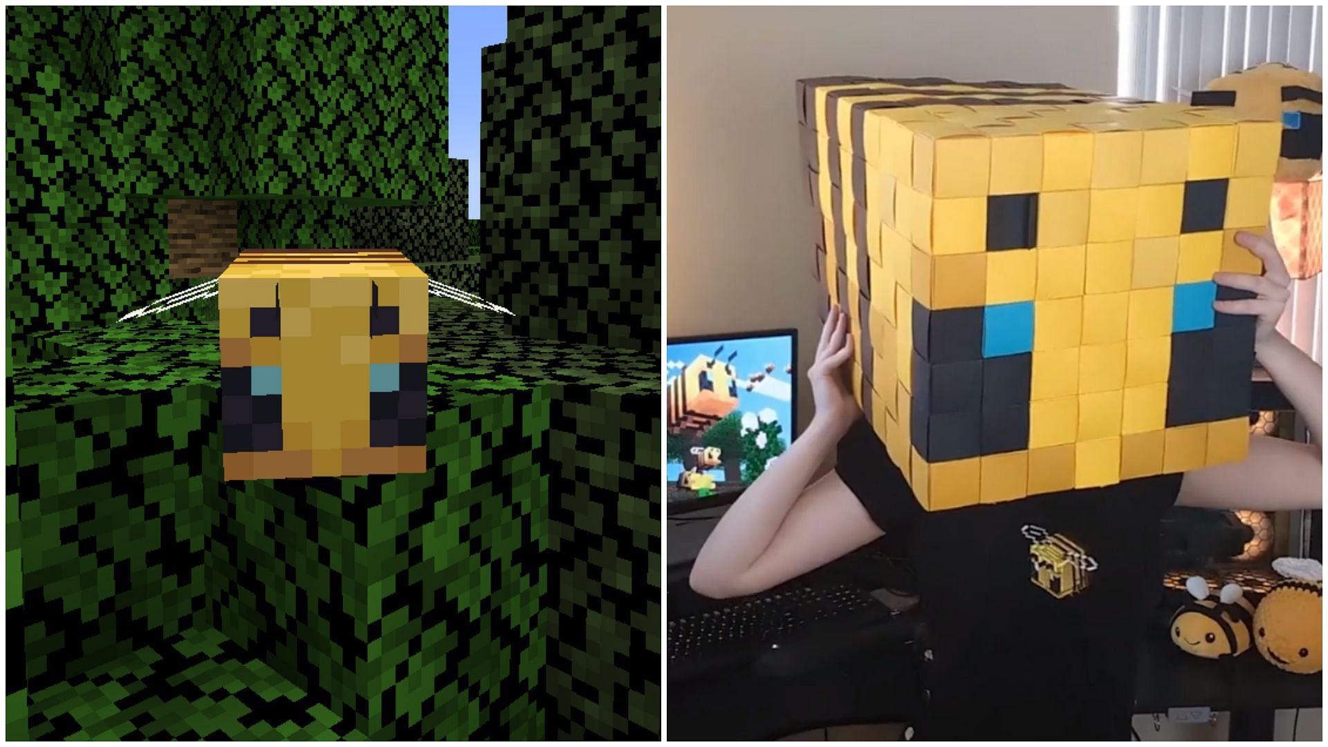 Minecraft player creates a massive bee with nothing but paper boxes (Image via Sportskeeda)