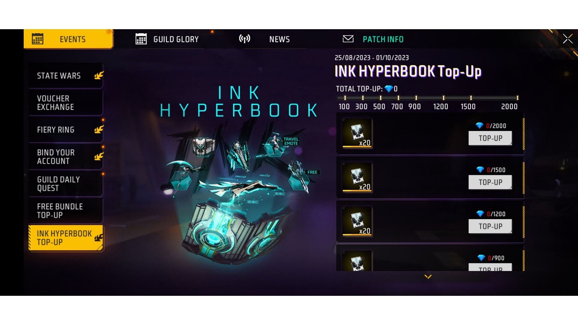 The Ink Hyperbook Top-up event (Image via Garena)