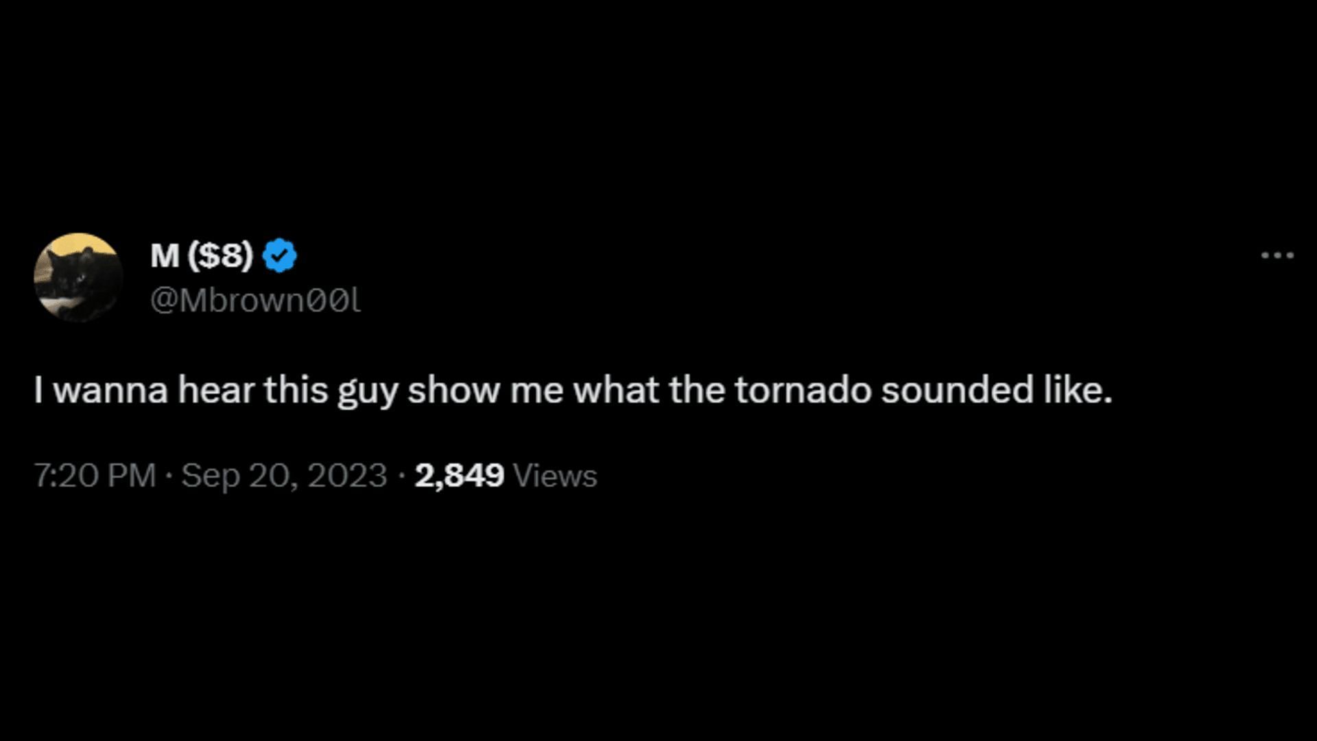 A netizen demands that White imitates the sound of a tornado. (Image via X/M ($8))