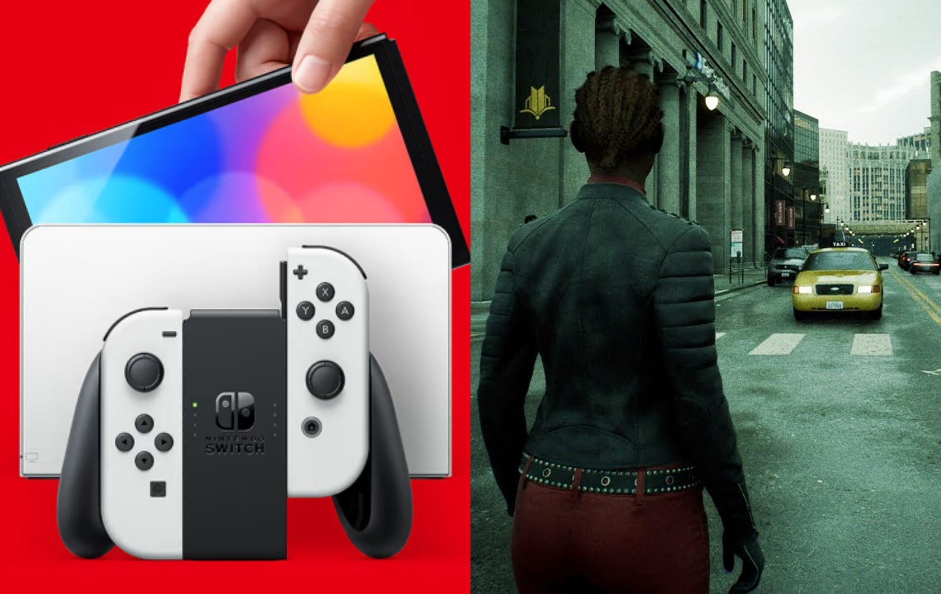 Cover art featuring promotional artwork for the Nintendo Switch OLED Model and screenshot from the Unreal Engine 5 &quot;The Matrix Awakens&quot; demo