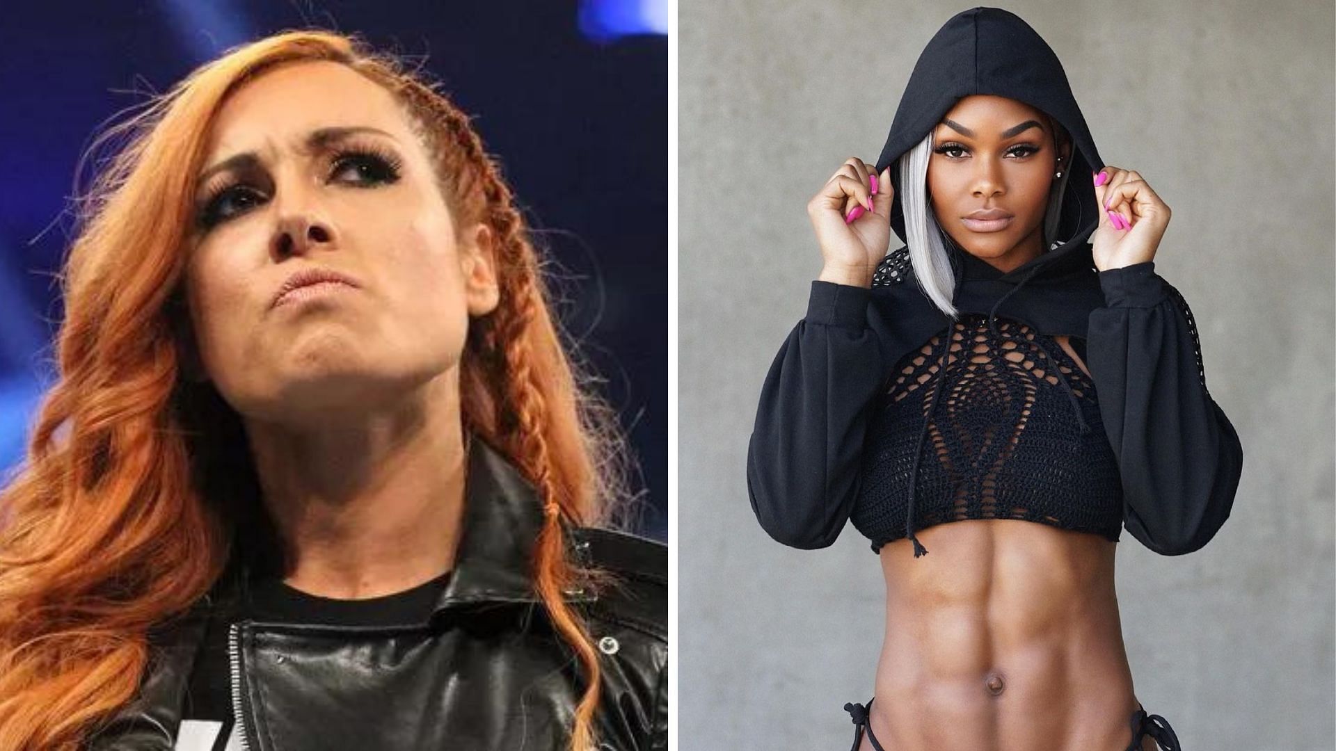 Becky Lynch on the left and Jade Cargill on the right