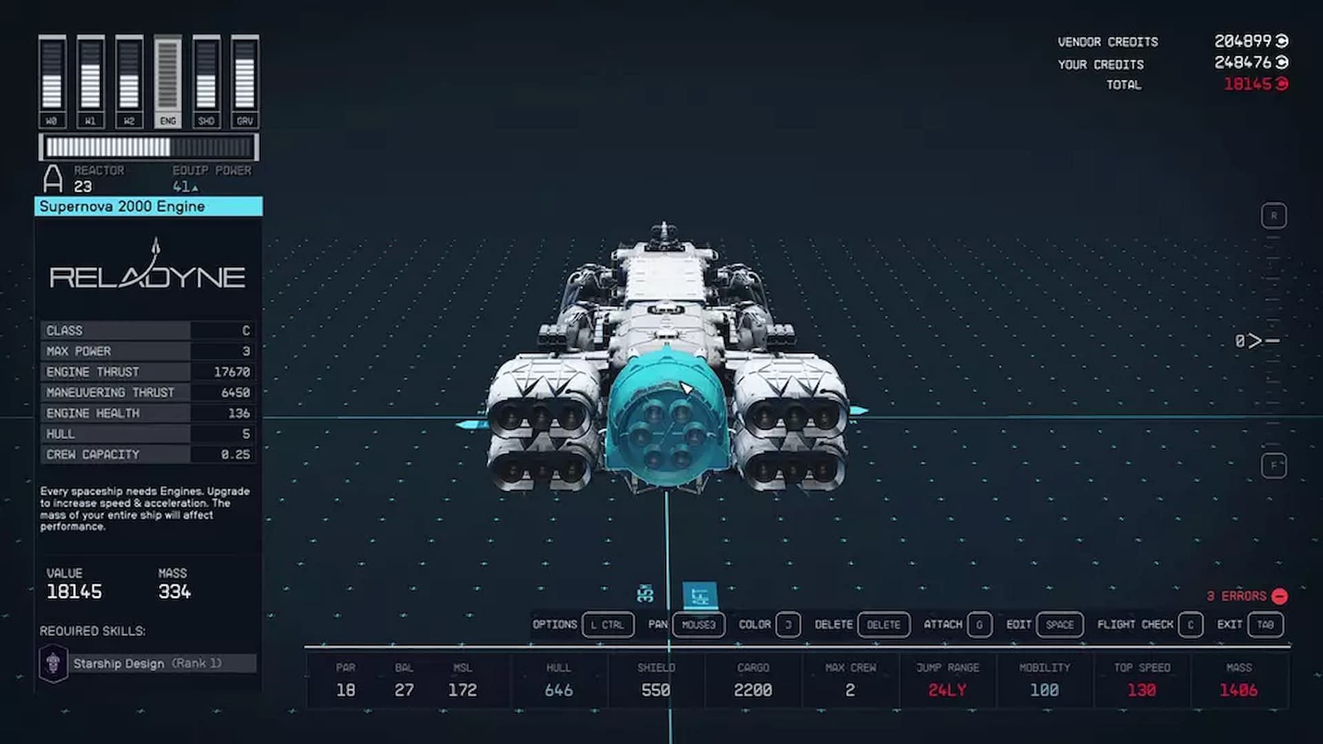 Engines influence your ship&#039;s movement in space (Image via Bethesda)