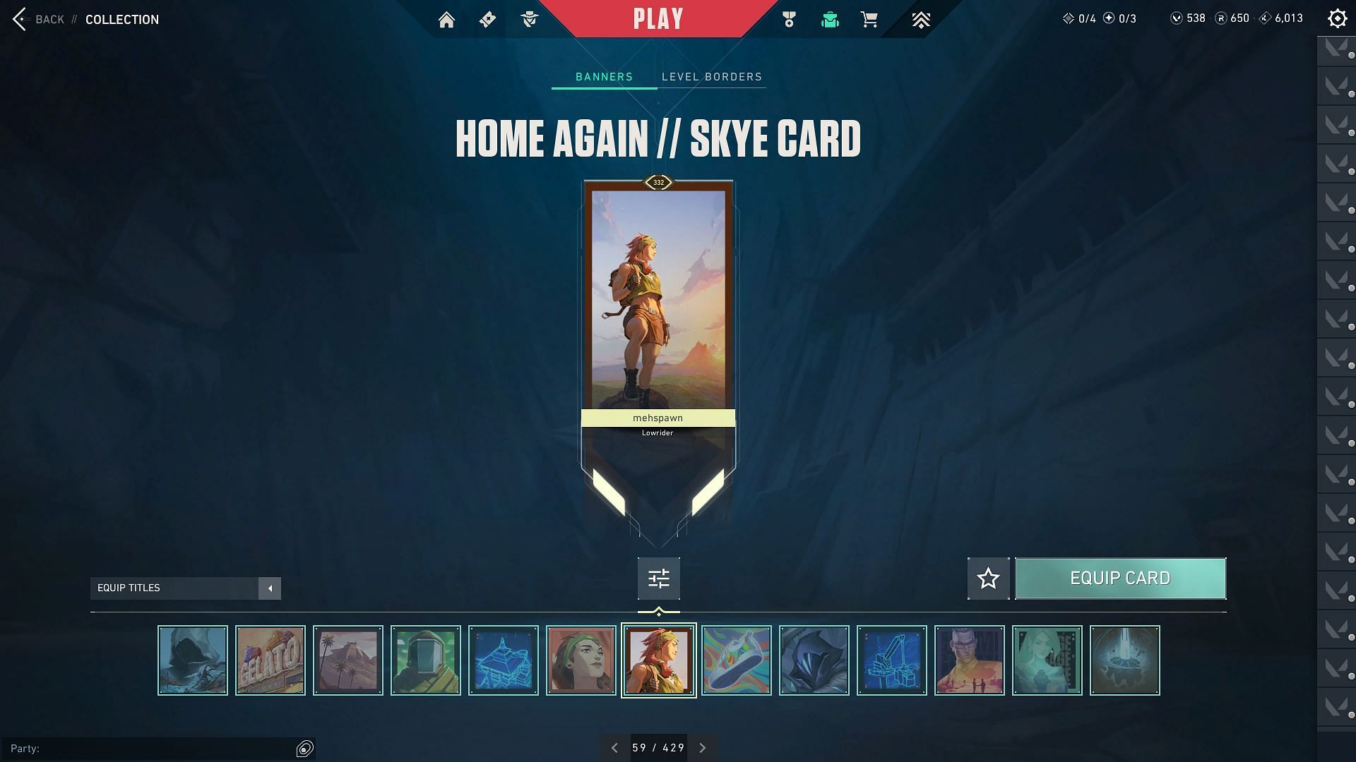 The Home Again Player Card for Skye (Image via Riot Games)