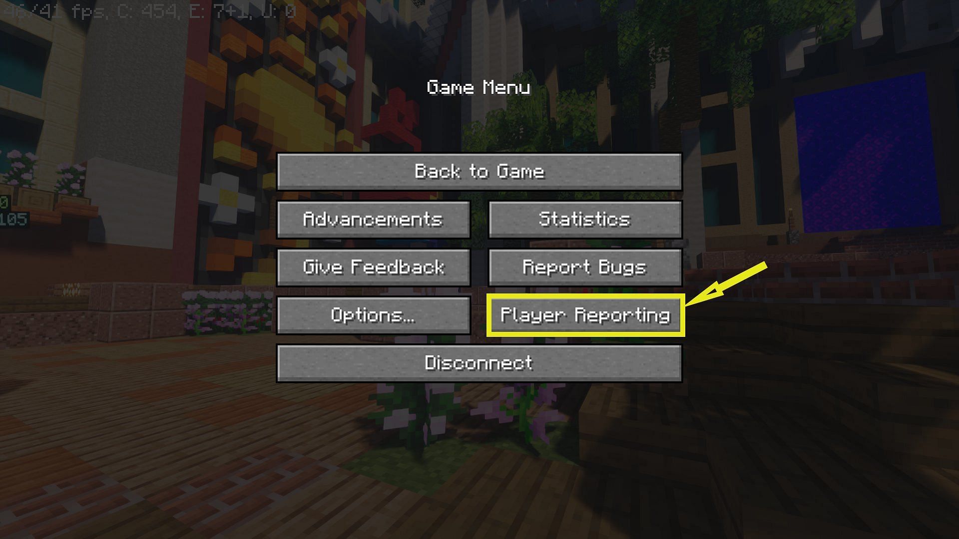 Player reporting using pause menu (Image via Mojang)