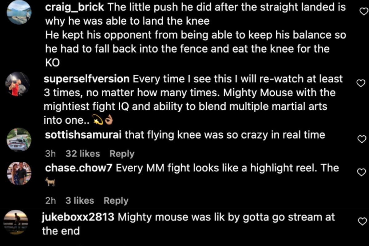 Screenshot of fans&#039; comments about Demetrious Johnson