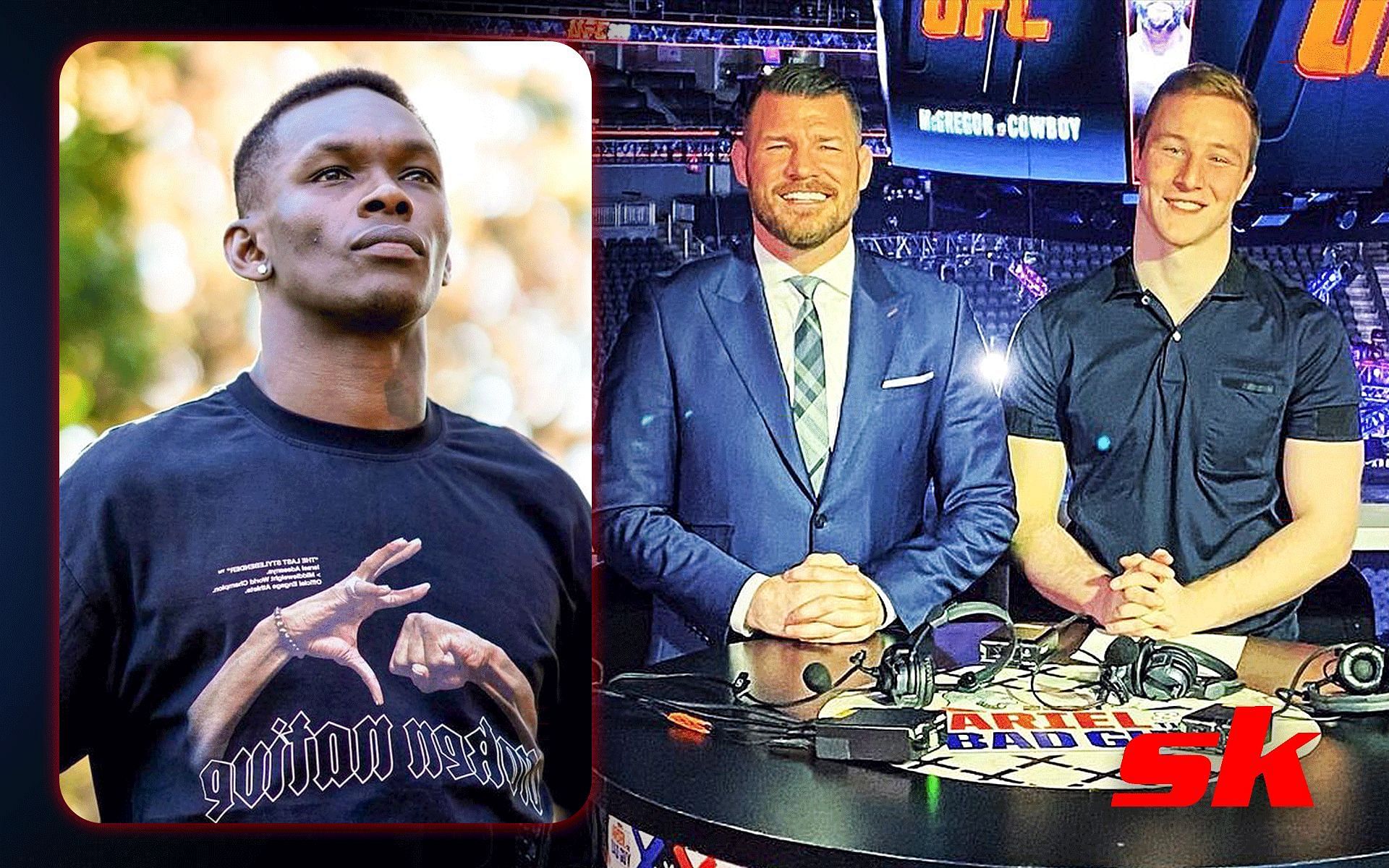 Israel Adesanya (Left) and Bisping with his son (Right) [Images via: @callumbisping and @stylebender on Instagram]