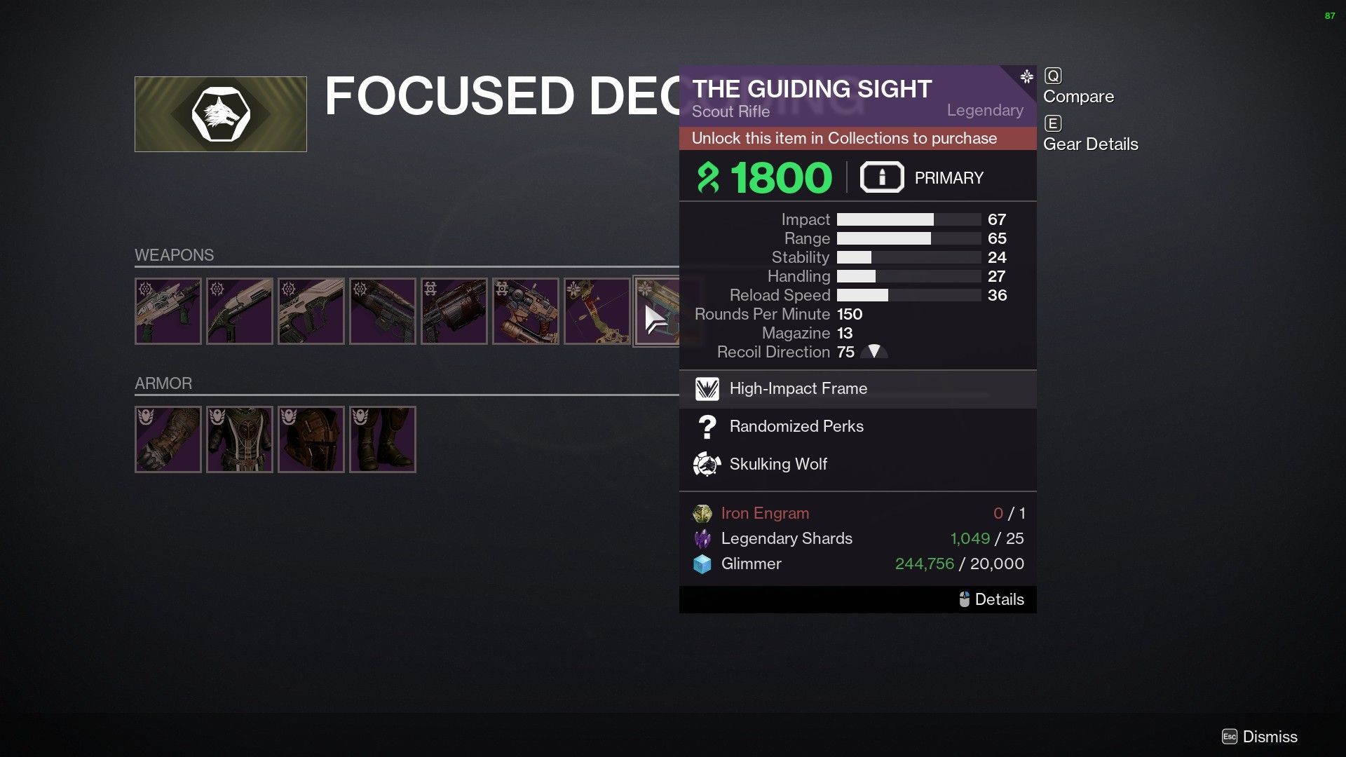 The Guiding Sight focusing currency (Image via Bungie)