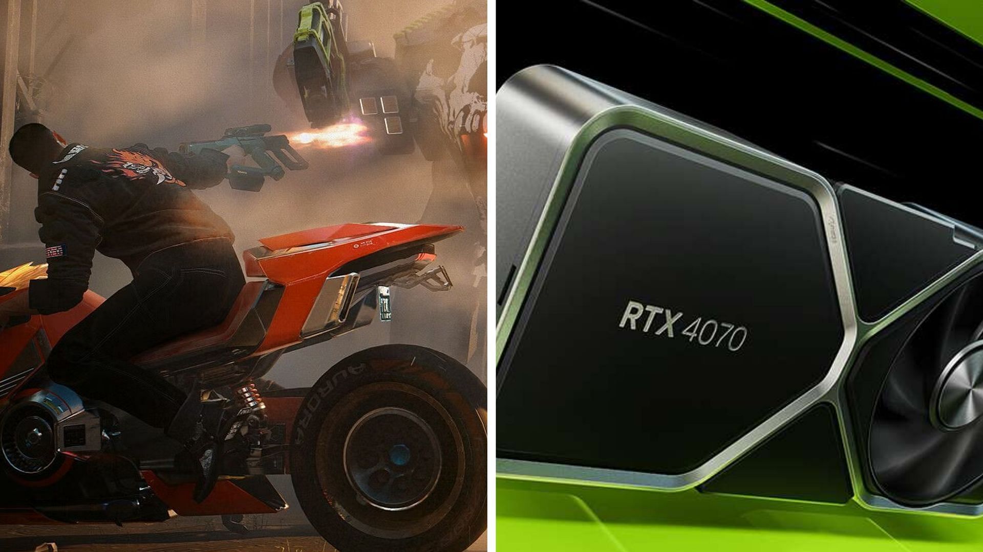 The Nvidia RTX 4070 and 4070 Ti are superb cards for playing Cyberpunk 2077 (Image via Nvidia and CD Projekt Red)