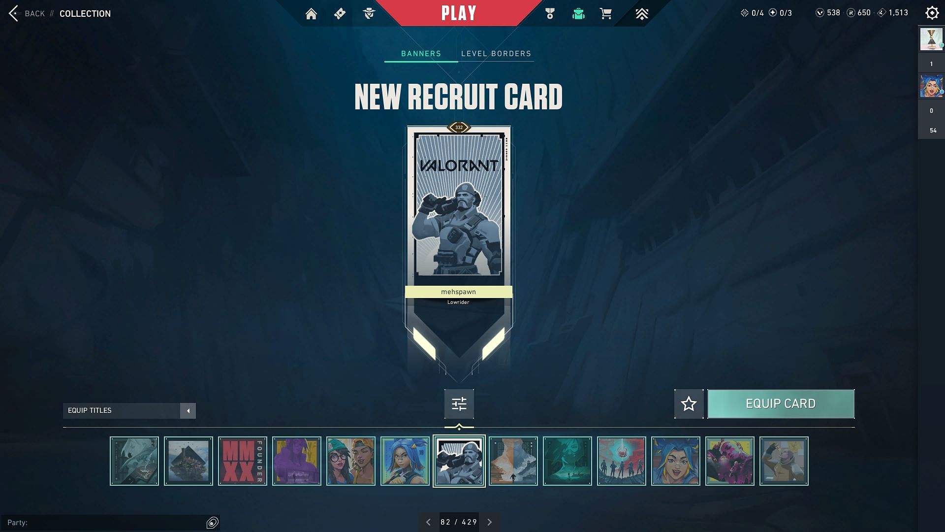 The New Recruit Player Card (Image via Riot Games)