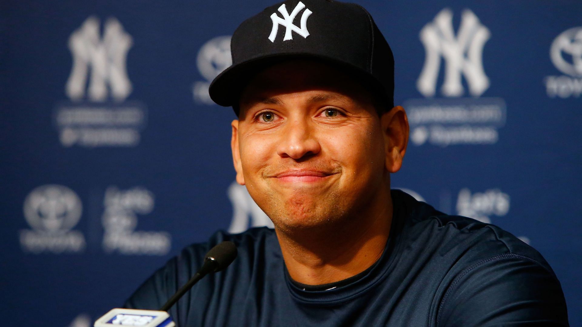 Alex Rodriguez speaks during a news conference on August 7, 2016 at Yankee Stadium