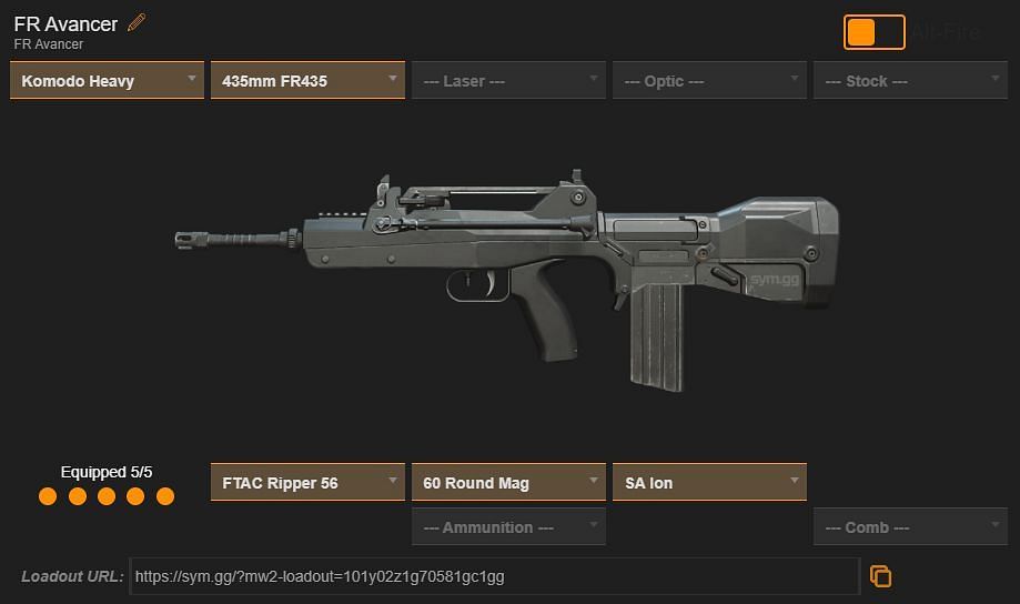 FR Avancer loadout (Image via sym.gg)