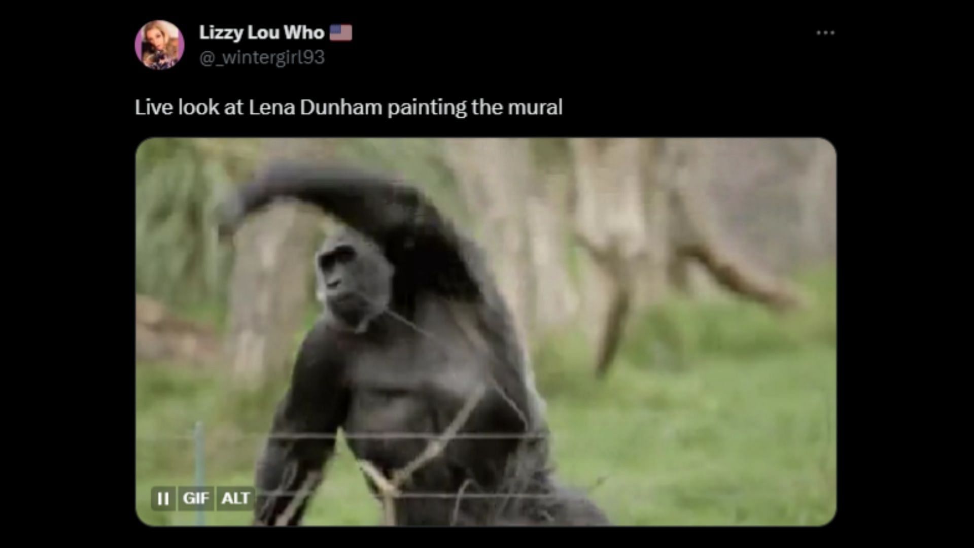 Screenshot of an X user remarking on Lena Dunham offering to paint a mural of a person for an auction bid to support crew through strike. (Photo via @TheMorningSpew2/X)