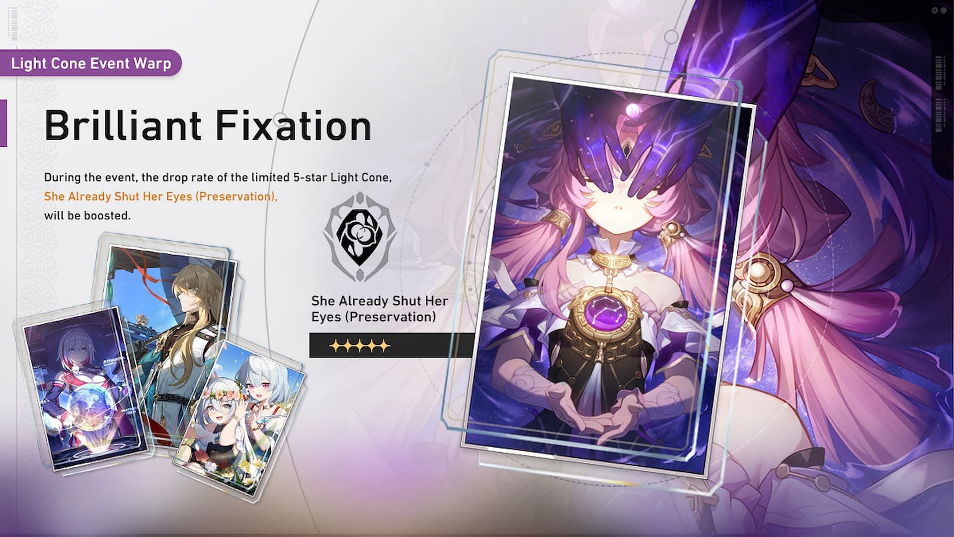 The banner for the Briliant Fixation Warp event