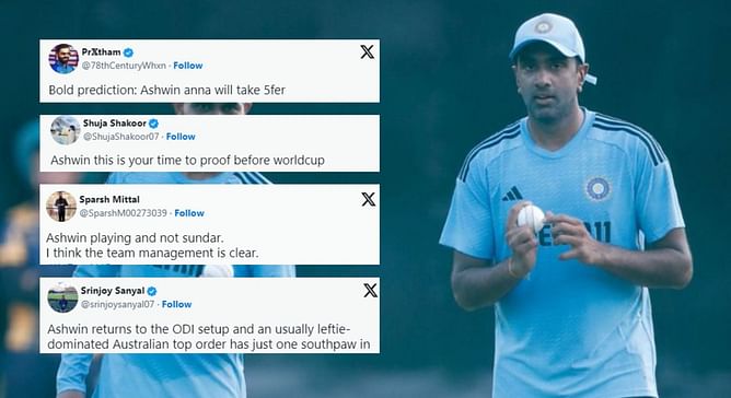 "Ashwin playing and not Sundar, the team management is clear" - Fans react as Ravichandran Ashwin is included in playing XI for IND vs AUS 1st ODI