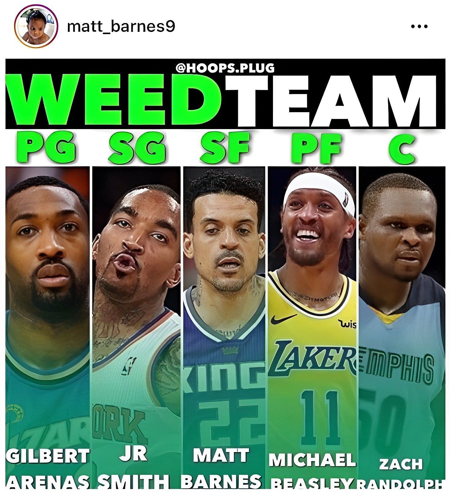Barnes includes Arenas to the All-Weed Team of the NBA