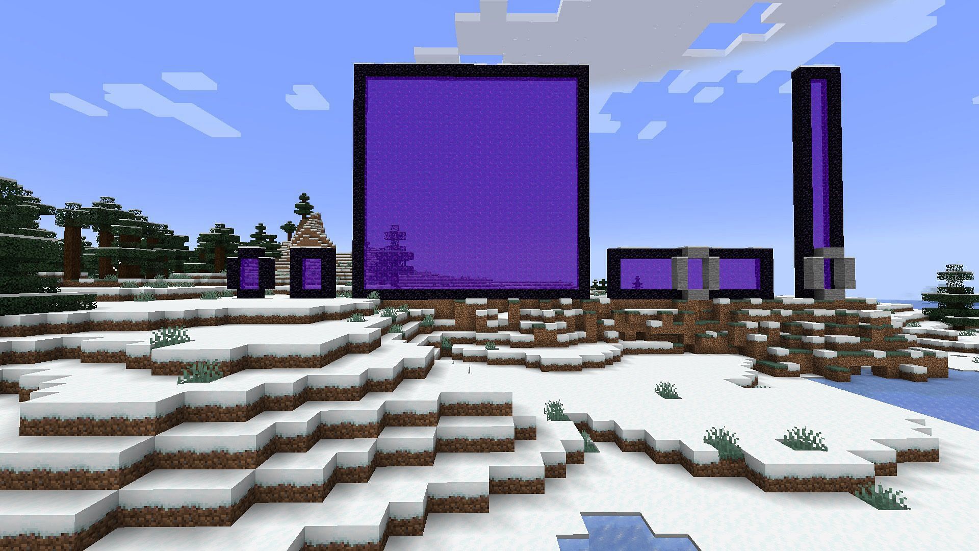 Transverse great distances in the Overworld through the Nether dimension (Image via Mojang) 