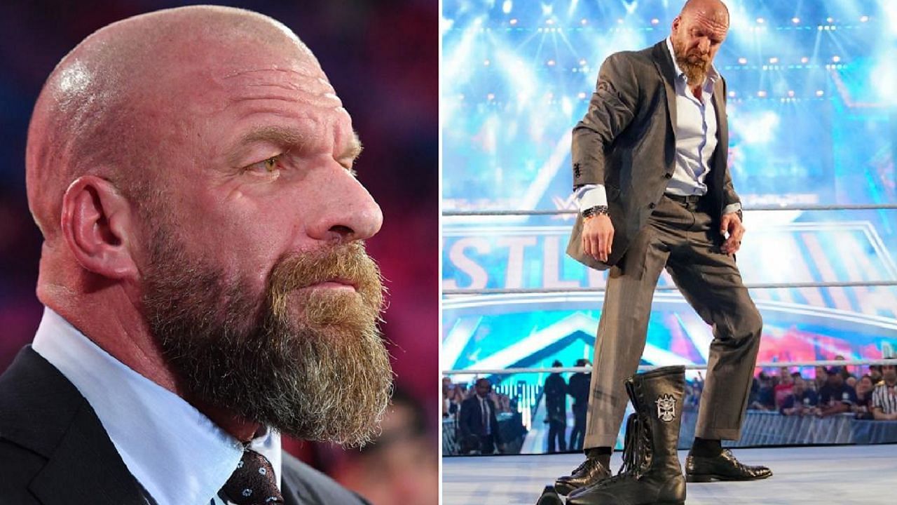 Triple H leaving his boots in the ring at WrestleMania 38