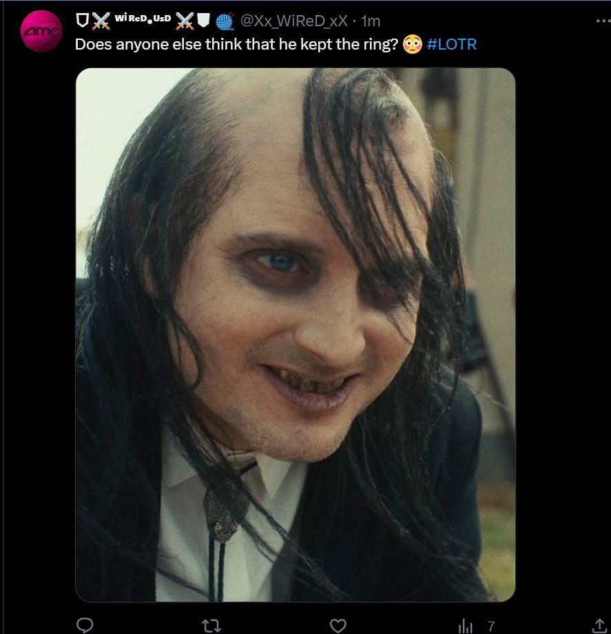 A tweet reply to DF&#039;s post about Elijah Wood&#039;s character (Image via X)